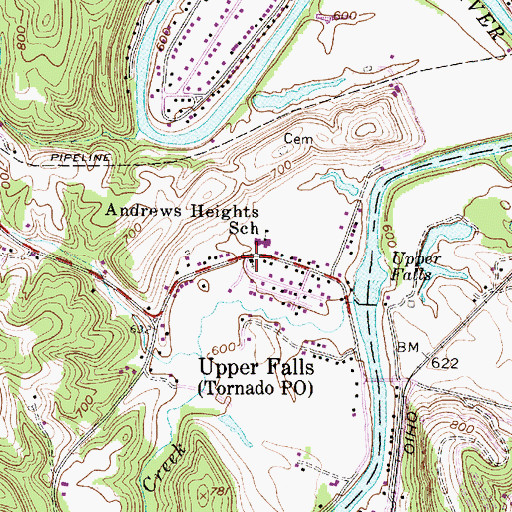 Topographic Map of Humphreys Memorial United Methodist Church, WV