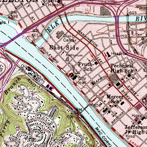 Topographic Map of Kanawha County Jail (historical), WV