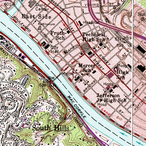 Topographic Map of Kanawha United Presbyterian Church, WV