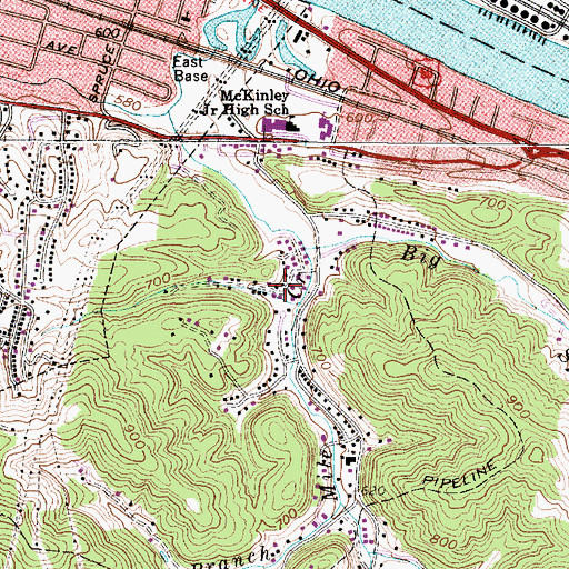 Topographic Map of Lincoln Park, WV