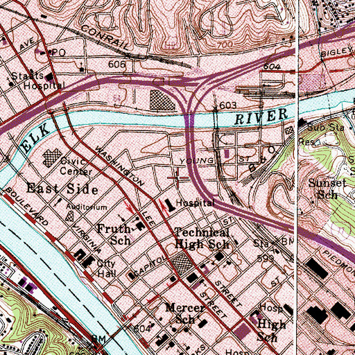 Topographic Map of Metropolitan Baptist Church, WV