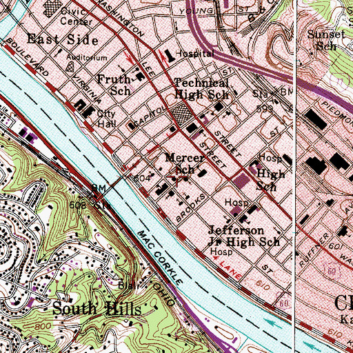 Topographic Map of Sacred Heart Roman Catholic Church, WV