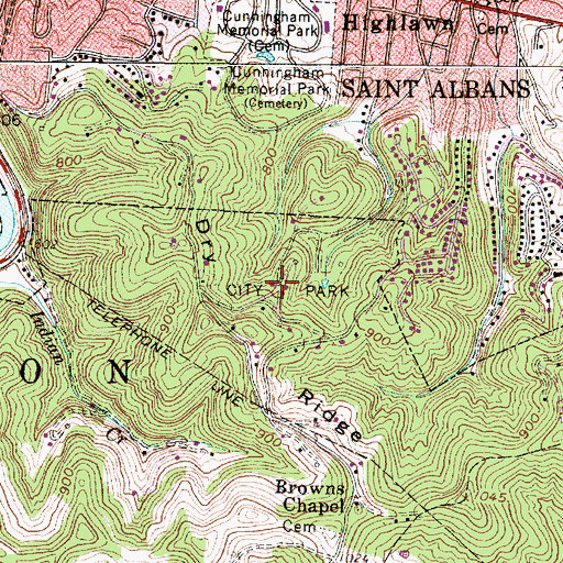Topographic Map of Saint Albans City Park, WV