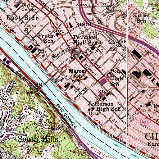 Topographic Map of Saint Johns Episcopal Church, WV