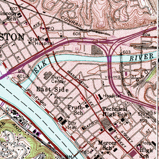 Topographic Map of Shiloh Baptist Church, WV