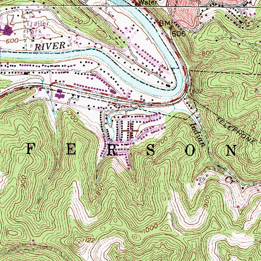 Topographic Map of Sun Valley, WV