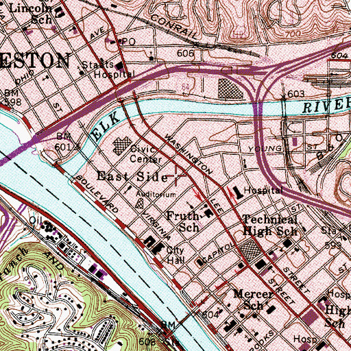Topographic Map of Truslow Public School (historical), WV