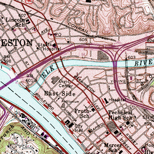 Topographic Map of Union Mission, WV