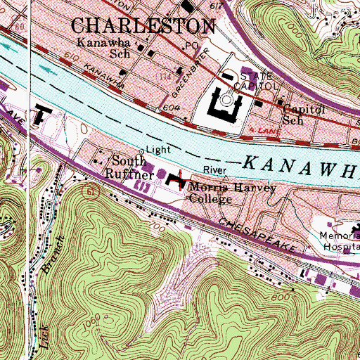 Topographic Map of Andrew S Thomas Memorial Library, WV