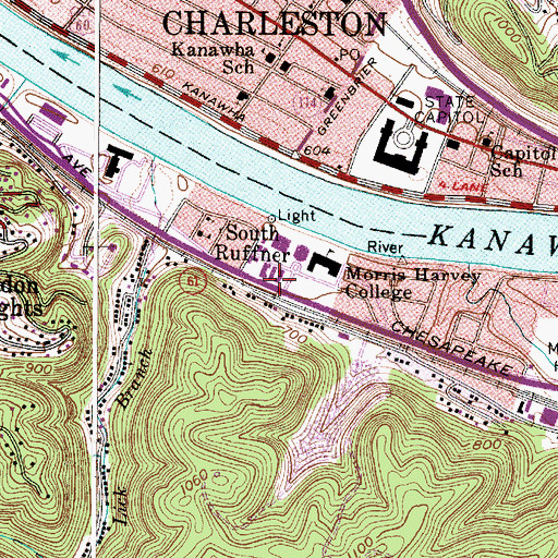 Topographic Map of Benedum Hall, WV