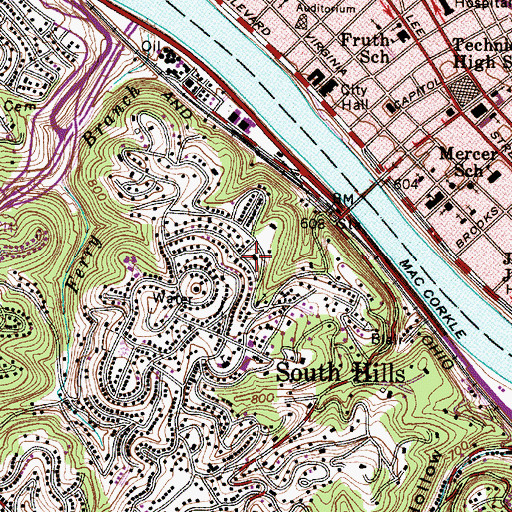 Topographic Map of Charleston Art Gallery, WV