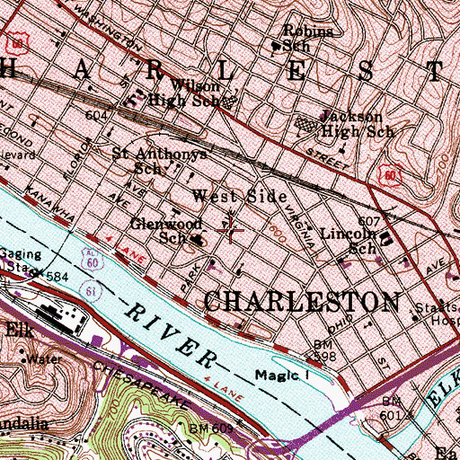 Topographic Map of Church of Christ, WV
