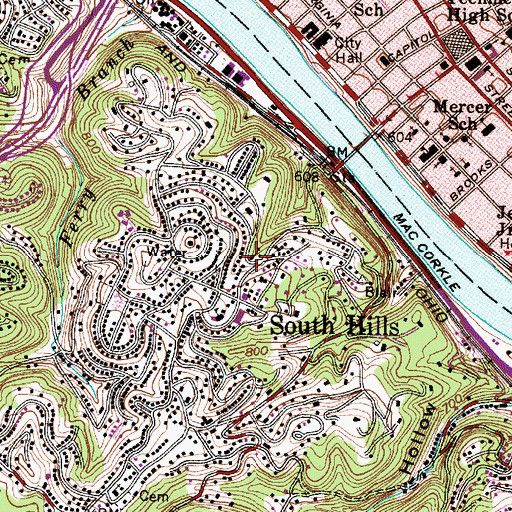 Topographic Map of Elizabeth Memorial United Methodist Church, WV