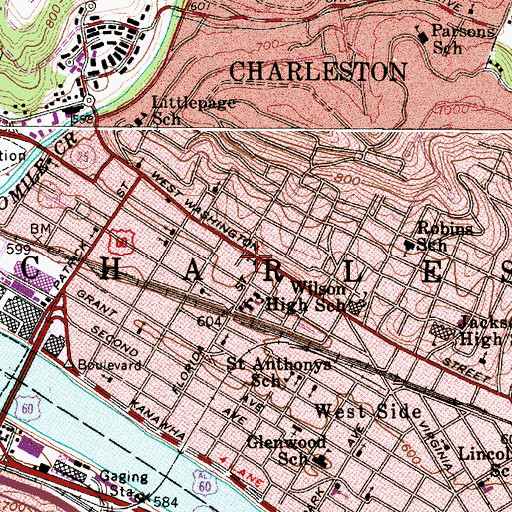 Topographic Map of Emmanuel Baptist Church, WV