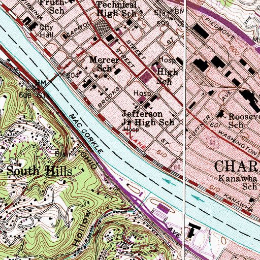 Topographic Map of Eye and Ear Clinic of Charleston, WV
