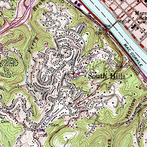 Topographic Map of Fernbank Public School (historical), WV