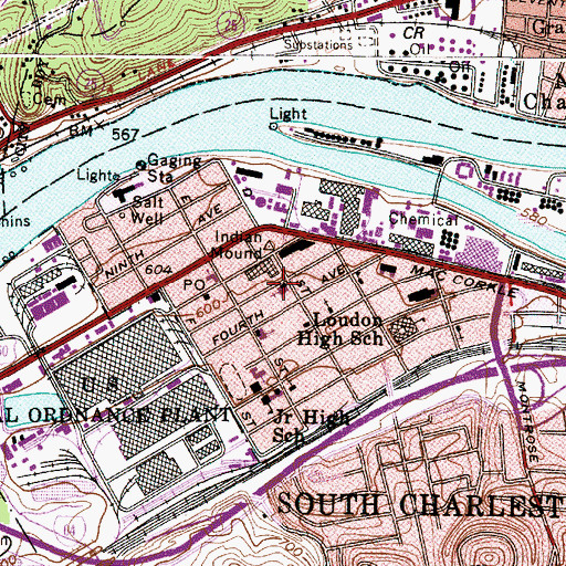 Topographic Map of First Baptist Church of South Charleston, WV