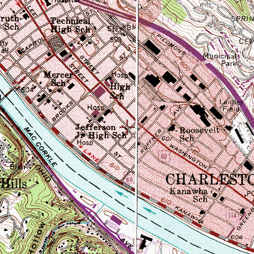 Topographic Map of First Church of Christ Scientist, WV