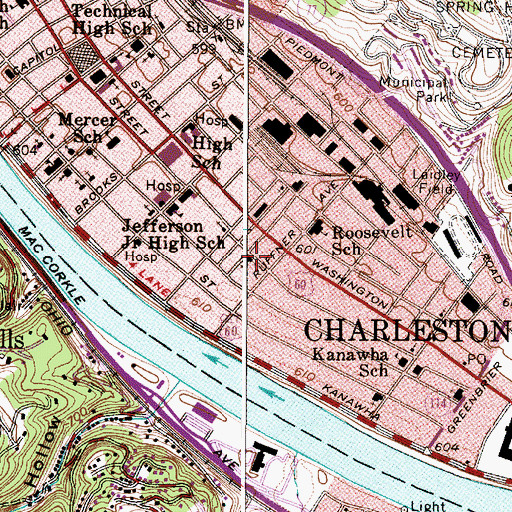 Topographic Map of First Christian Church, WV