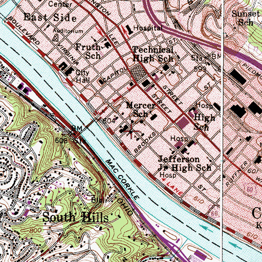 Topographic Map of First Presbyterian Church, WV