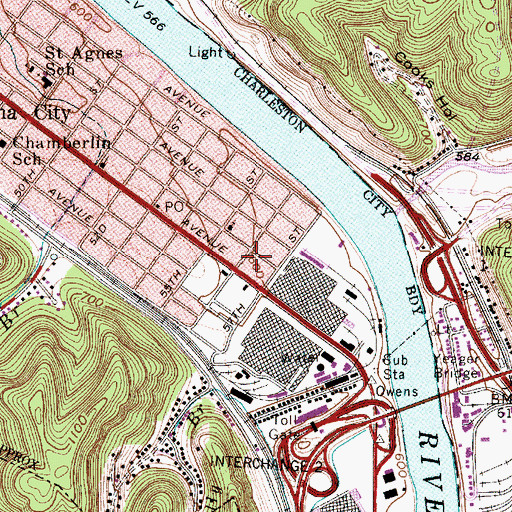 Topographic Map of Highland Hospital, WV