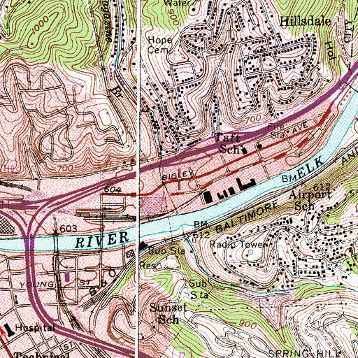 Topographic Map of Mount Calvary Baptist Church, WV