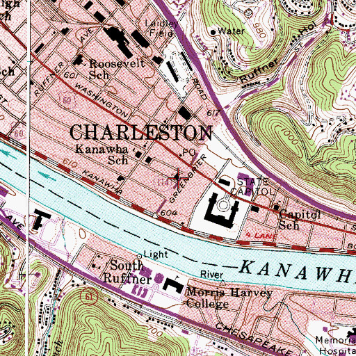 Topographic Map of Ruffner Memorial Presbyterian Church, WV