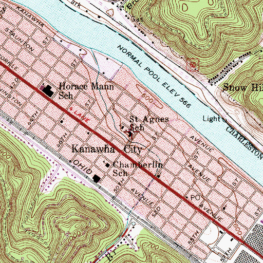 Topographic Map of Saint Agnes Roman Catholic Church, WV