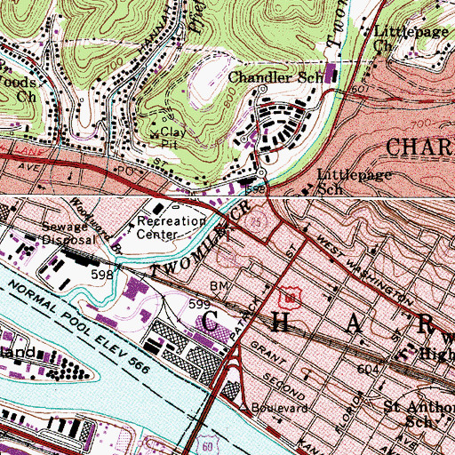 Topographic Map of Seventh Avenue Church of God, WV