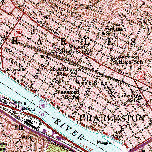Topographic Map of Sixth Street Methodist Episcopal Church, WV