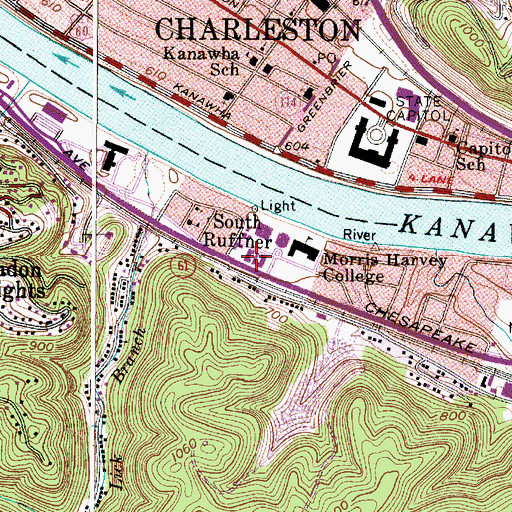 Topographic Map of Vernon Cobb Hall, WV