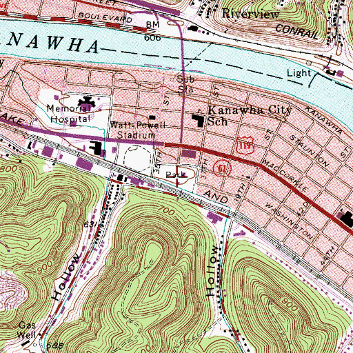 Topographic Map of Village Chapel Presbyterian Church, WV