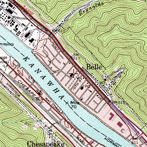 Topographic Map of Belle Elementary School, WV
