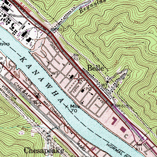 Topographic Map of Belle Presbyterian Church, WV