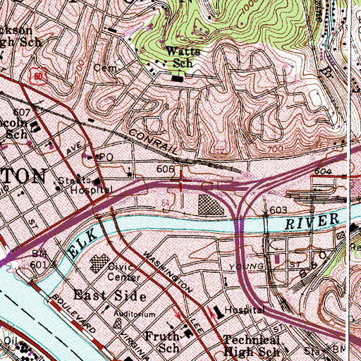 Topographic Map of Bigley School (historical), WV
