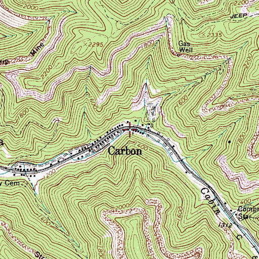 Topographic Map of Carbon Post Office, WV