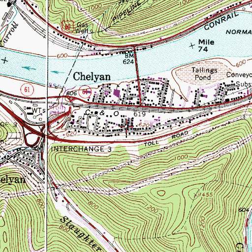 Topographic Map of Chelyan Post Office, WV