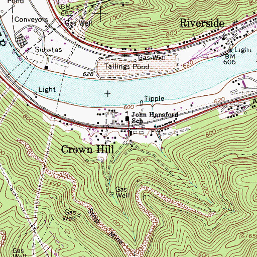 Topographic Map of Crown Hill Post Office, WV