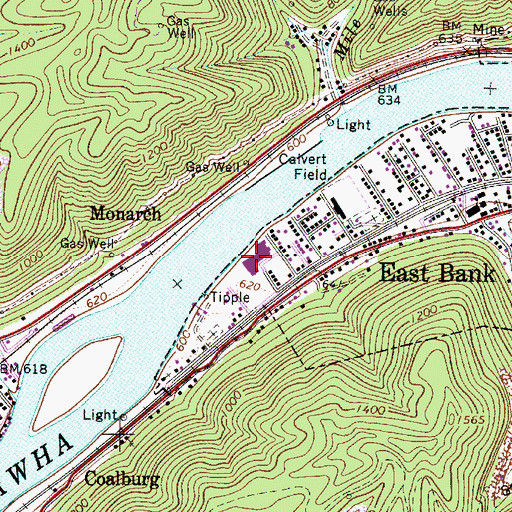 Topographic Map of East Bank High School (historical), WV