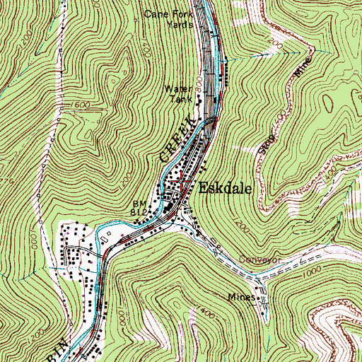 Topographic Map of Eskdale Post Office, WV