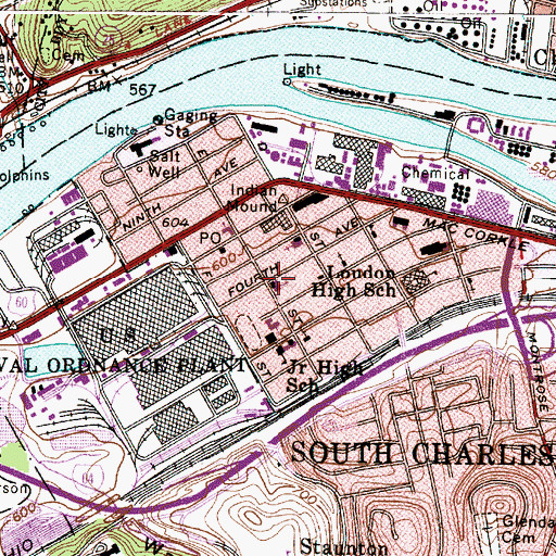 Topographic Map of Fifth Avenue Church of God, WV