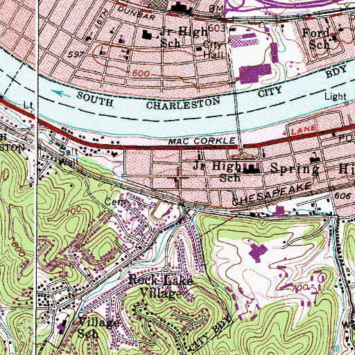 Topographic Map of First Church of God, WV