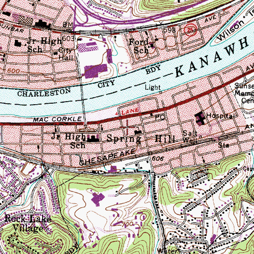 Topographic Map of First Church of the Nazarene of South Charleston, WV