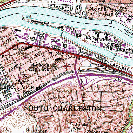 Topographic Map of First Presbyterian Church, WV