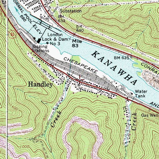 Topographic Map of Handley Post Office, WV