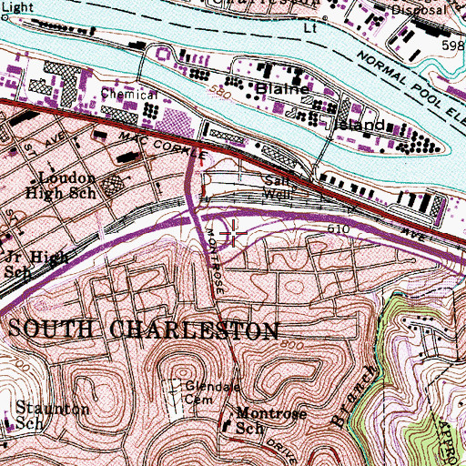 Topographic Map of Logg-Odell School (historical), WV