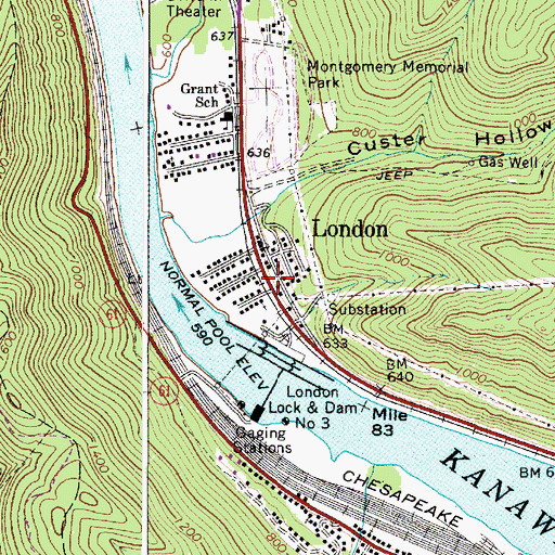 Topographic Map of London Post Office, WV