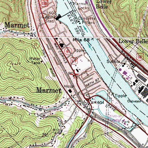 Topographic Map of Marmet City Hall, WV