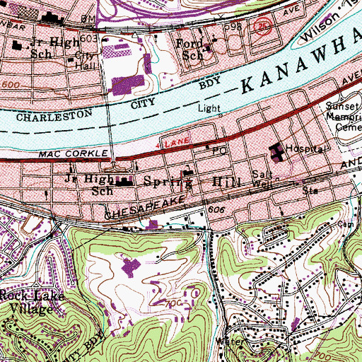 Topographic Map of Ohio Street Church of God, WV