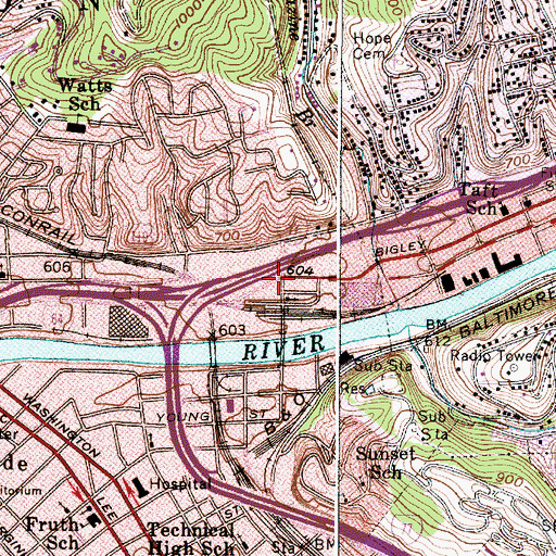 Topographic Map of Schwamb Memorial Presbyterian Church (historical), WV